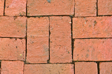 Old red brick floor pattern background, red brick wall background