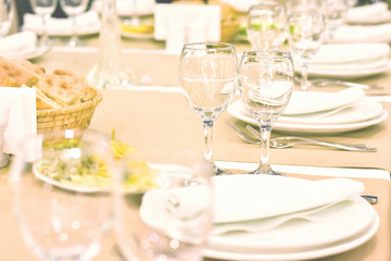 Tableware in a restaurant