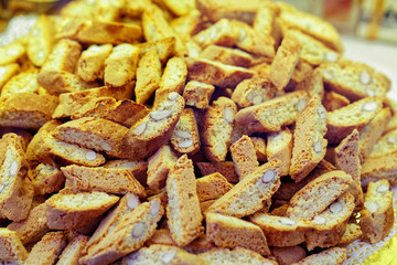 Traditional Italian dry almond biscuits in Florence