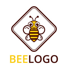 cartoon bee logo with text