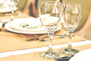 Tableware in a restaurant