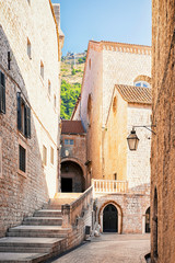 Fototapeta na wymiar Steps of Monastery in Old town of Dubrovnik