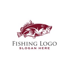 Fishing logo design silhouette