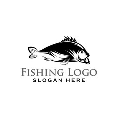 Fishing logo design silhouette
