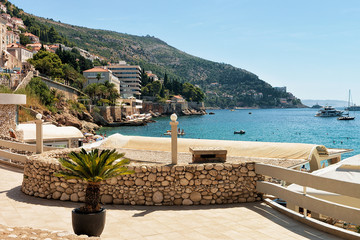Entrance into beach at Adriatic Sea Dubrovnik