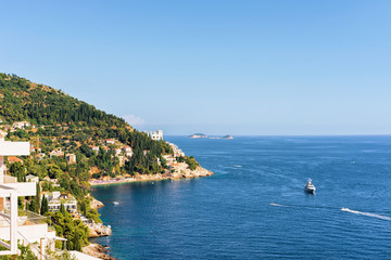 Cruise at Dubrovnik coast in Adriatic Sea