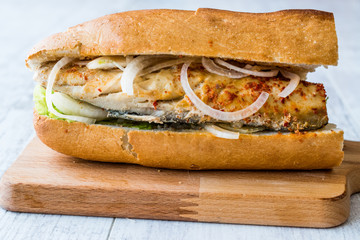 Turkish Balik Ekmek / Fish sandwich.