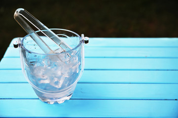 Cold ice in a glass