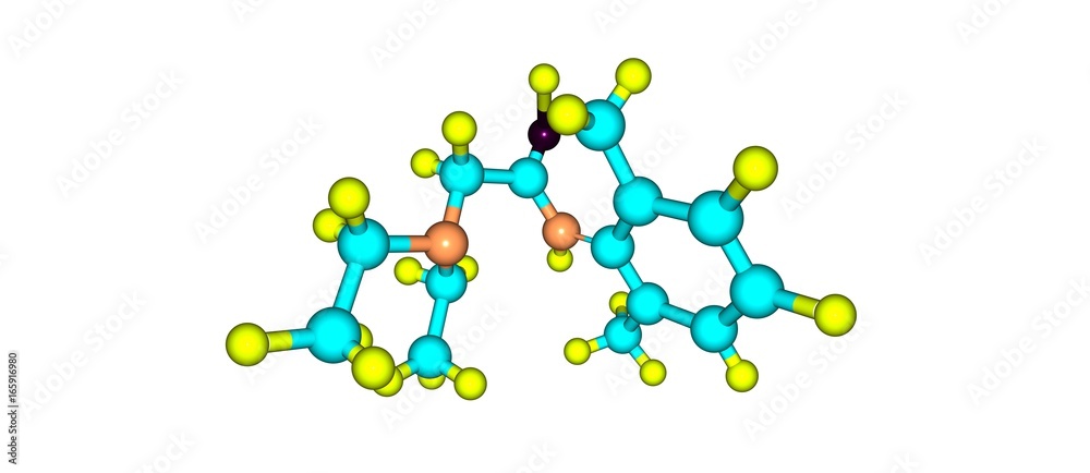 Poster lidocaine molecular structure isolated on white