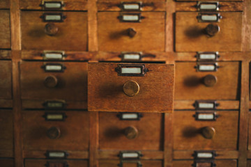 Vintage file catalog drawer