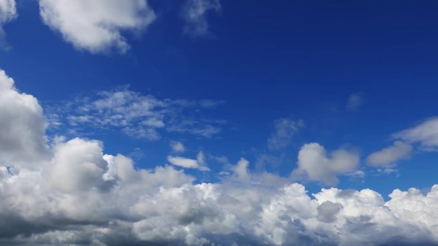A long time lapse video showing parallax motion and transformation of clouds in great depth. Taken around noon time. 