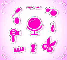 Set of beauty salon stickers