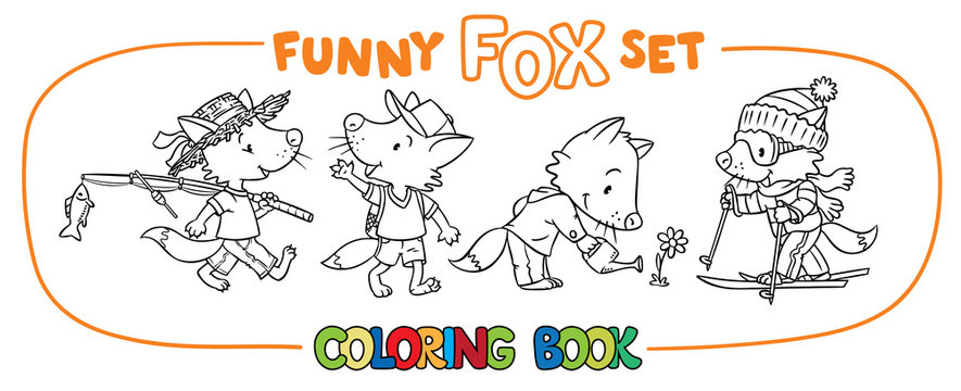 Funny fox coloring book set