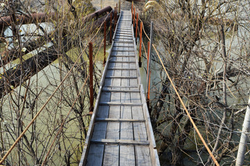 Fototapeta premium Wooden bridge across the river