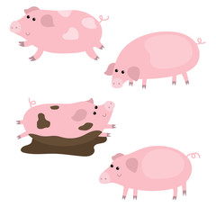Set of cute pigs