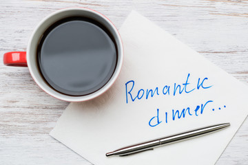 Romantic message written on napkin