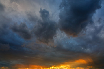 The sky with clouds is photographed in Russia during sunset.