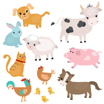 Set of farm animals