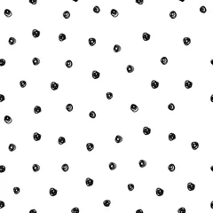 Photo sur Plexiglas Polka dot Illustration vectorielle de modèle sans couture dessiné à la main. Points noirs isolés sur fond blanc.