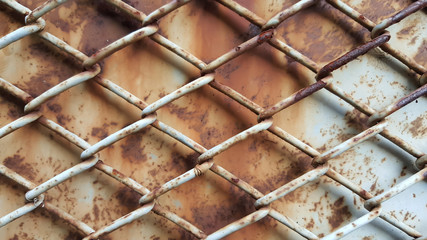 Background of rusty metal mesh