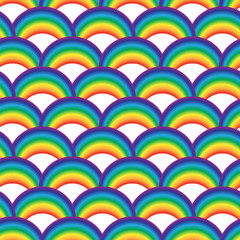 Seamles geometric pattern with colorful rainbows for textile.