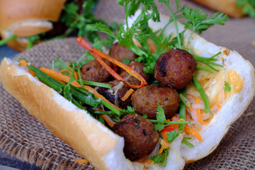 Vietnamese street food, banh mi thit nuong