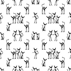 Seamless background with cats.