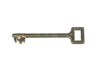 Old key on a white background