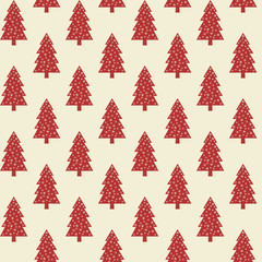 Obraz premium Seamless pattern with red Christmas trees. No mesh, gradient, transparency used. Objects grouped and named in English.