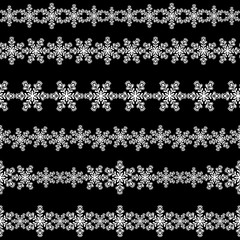 Set of seamless snowflakes borders. Objects grouped and named in English. No mesh,gradient, transparency used.