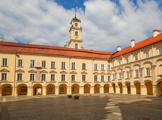 The courtyard of the old building of Vilnius University in a summer sunny day