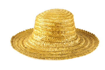 Fototapeta na wymiar Hat made of straw on a white background