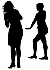 Women with a camera on white background