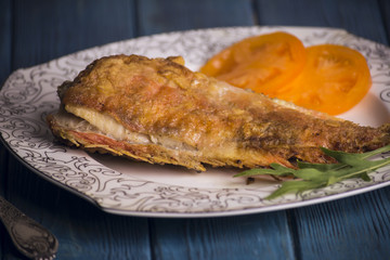 Red fried sea bass