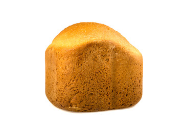 Bread from a breadmaker on a white background