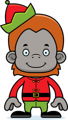 Cartoon Smiling Xmas Elf Orangutan