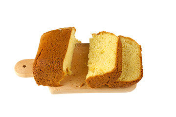 Bread from a breadmaker on a white background