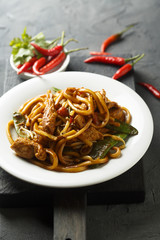 Chinese noodles with chicken and vegetables