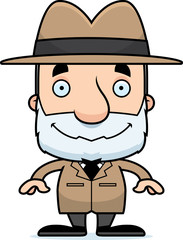 Cartoon Smiling Detective Man