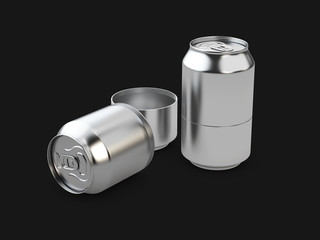 3d Illustration of Secret Aluminum Cans, isolated black