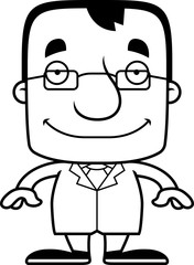 Cartoon Smiling Scientist Man