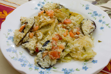 Rice with seafood with mussels