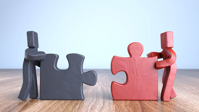 Knetfiguren Partnerschaft mit Puzzle
