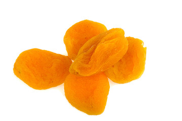 Dried apricots on a white background