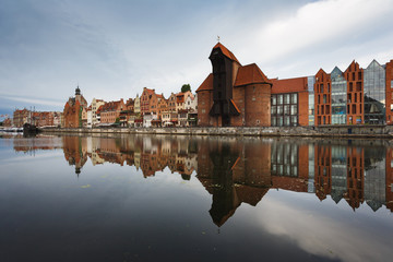 Fototapeta na wymiar Morning reflection of Gdansk