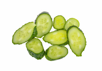 Green cucumber on a white background