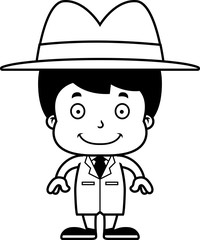 Cartoon Smiling Detective Boy