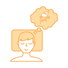 Man counting sheep to sleep