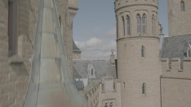 Hohenzollern Castle, Germany on a Sunny Day, Aerial 9