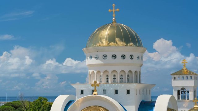 Church of St. Jovan Vladimir against the backdrop of the clouds